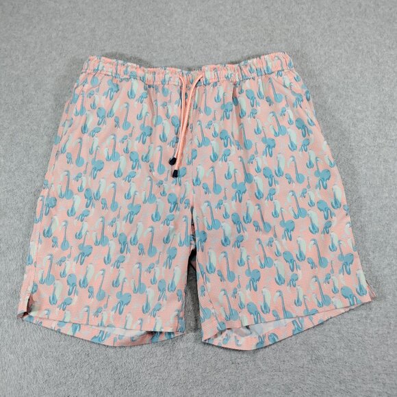 Peter Millar Swim Trunks Mens Large Seaside Flamingo Frontier Quick-Dry Liner - Picture 1 of 8